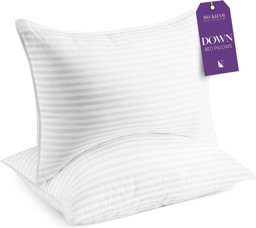 Beckham Hotel Collection queen-size down pillow with 460 thread count cover, perfect for elevating sleep comfort