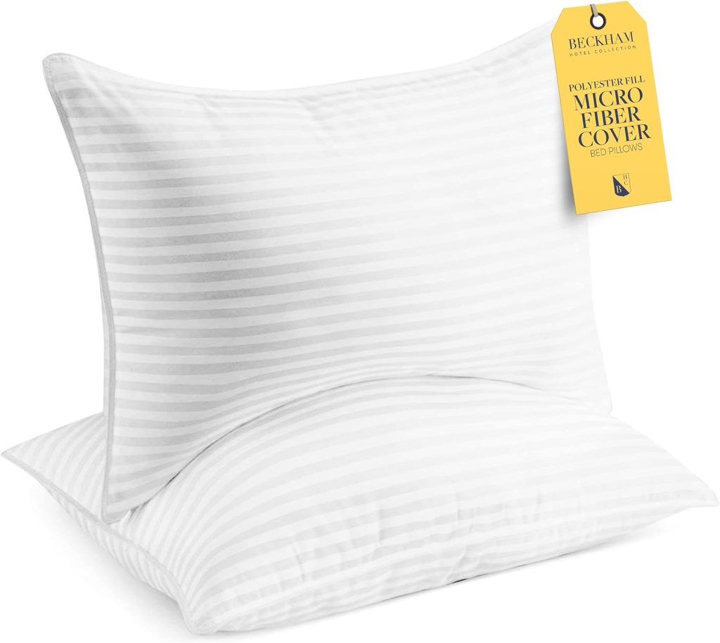 Affordable queen-size microfiber pillow with plush polyester fill for upgrading sleep spaces